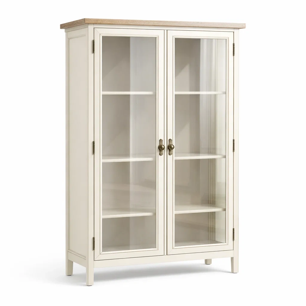 Vitrine aus Holz mit gehärteten Glastüren-MEUBETRIX