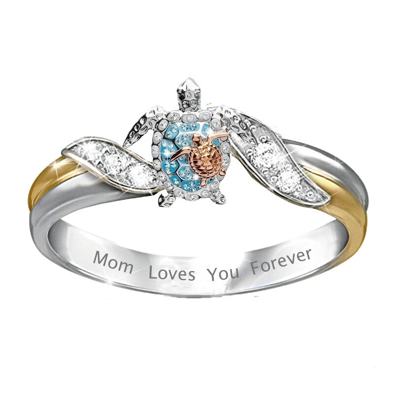 (🎁Last Day 49% OFF)Mom Loves You Forever Turtle Statement Ring