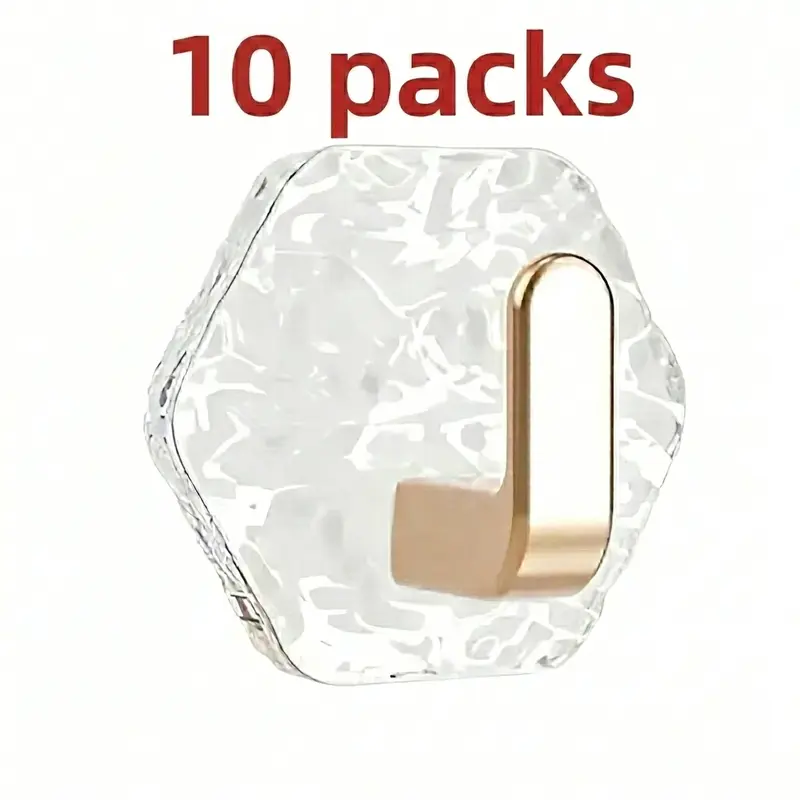 Self-Adhesive Hooks 10/20 Pack Hexagonal Ripple Design Heavy Duty Sticky Hooks Waterproof Rustproof for Bathroom Kitchen Keys Towels Coats Household Storage Organiser Easy Installation