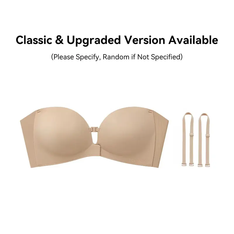 Womens Strapless Front Closure Bra Push Up Padded Add Cup Non Slip Wireless Supportive Seamless Comfortable Tube Jelly Bra A B C Cup
