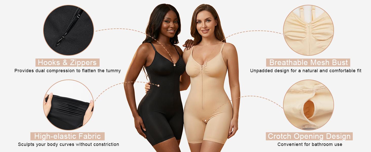 💕 Feel Confident in Every Outfit ✨ Ultra-Comfort Zip-Up Tummy Control Bodysuit