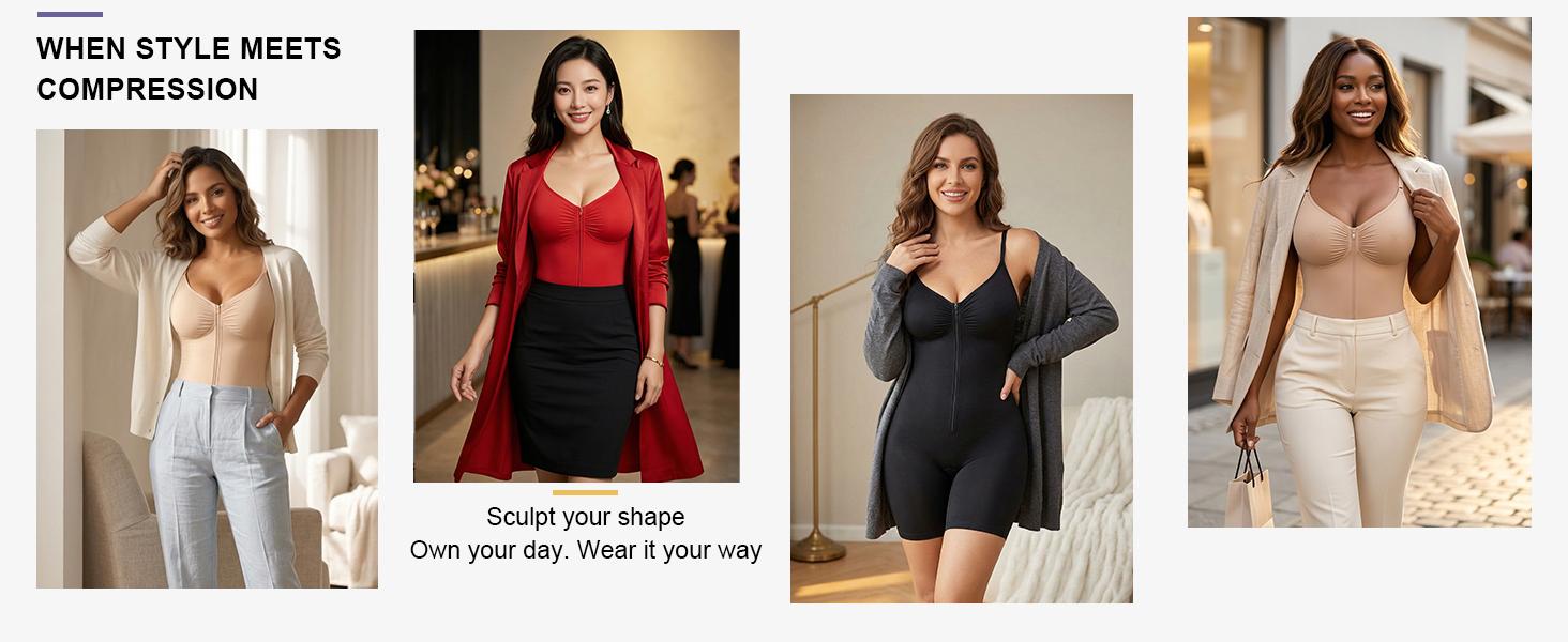 💕 Feel Confident in Every Outfit ✨ Ultra-Comfort Zip-Up Tummy Control Bodysuit
