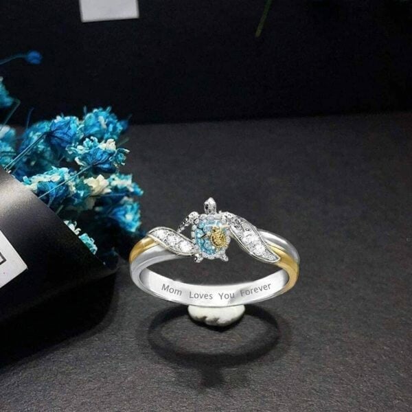 (🎁Last Day 49% OFF)Mom Loves You Forever Turtle Statement Ring