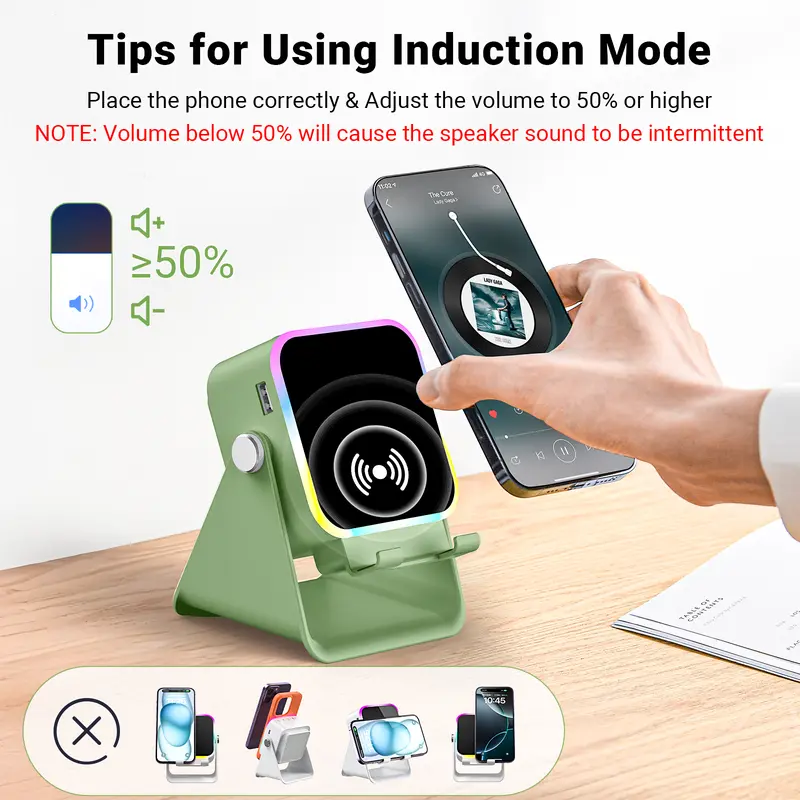 A phone stand, speaker, and charger all in one—and the sound is shockingly loud. 