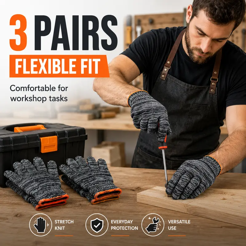 Gardening Gloves for Men & Women, Multi-Purpose Work Gloves with Tough Grip, Stretch Knit Breathable Yard Gloves for Gardening, DIY, Home & Workshop Tasks
