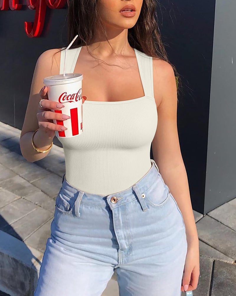 ✨LAST DAY 49%✨[3 Pieces] Square Neck Sleeveless Bodysuits