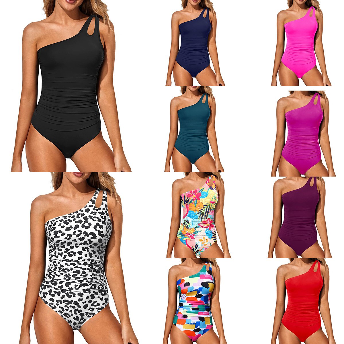 (🎁Last Day 49% OFF)🩱One Shoulder One Piece Swimsuit🏖️