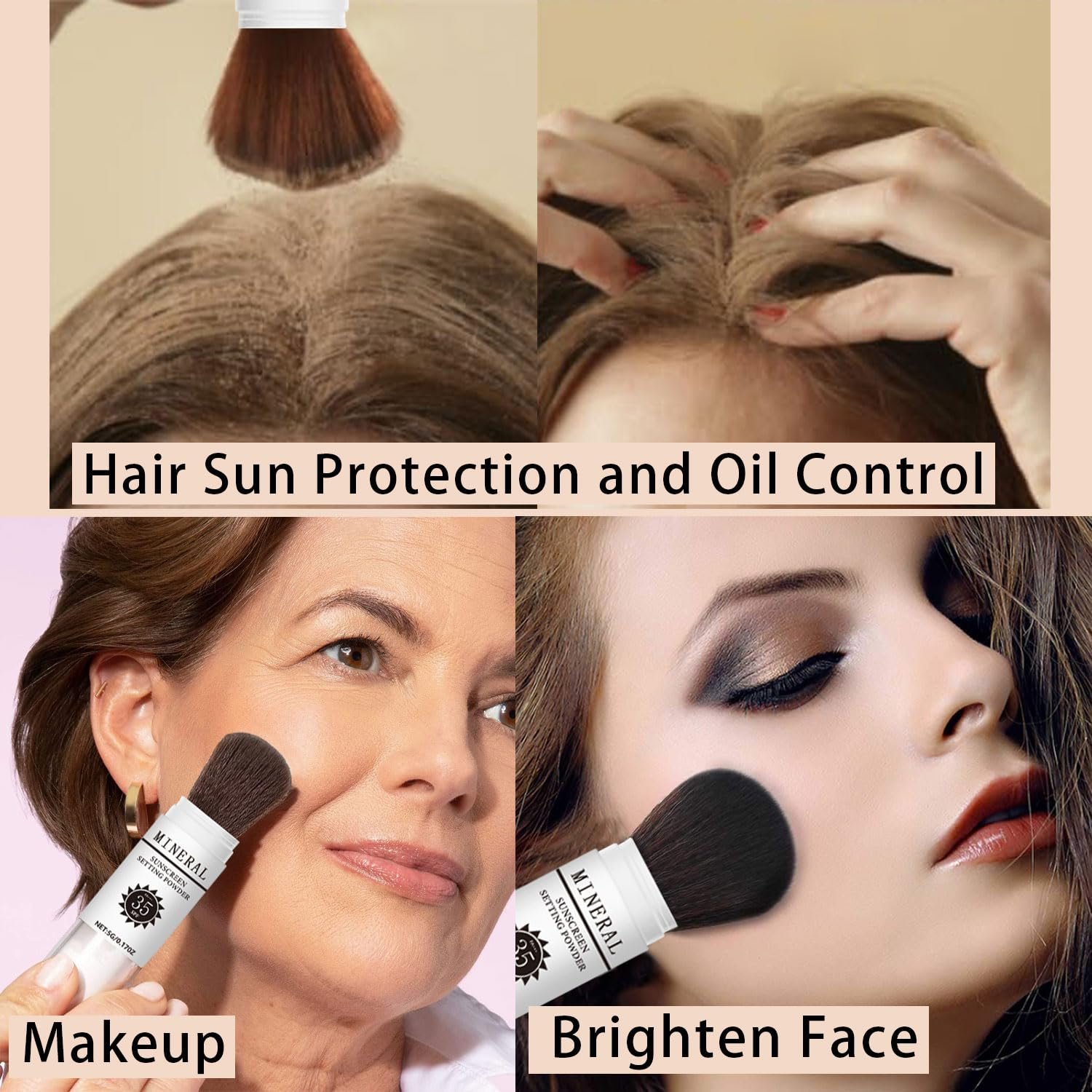 (🎁Last Day 49% OFF)Mineral Sunscreen Setting Powder—🌞💦SPF 35, Oil Control Natural Matte Finish,for All Skin