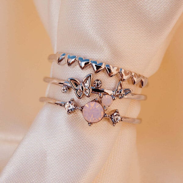 (🎁Last Day 49% OFF)Three Layer Butterfly Stacking Silver Rings
