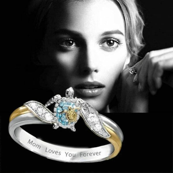 (🎁Last Day 49% OFF)Mom Loves You Forever Turtle Statement Ring