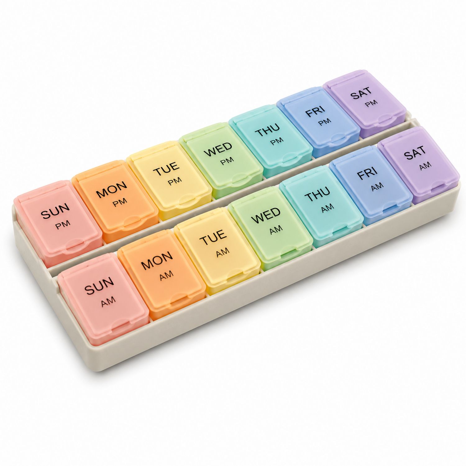 Pilulier Hebdomadaire avec Couvercles Multicolores-dwellumor