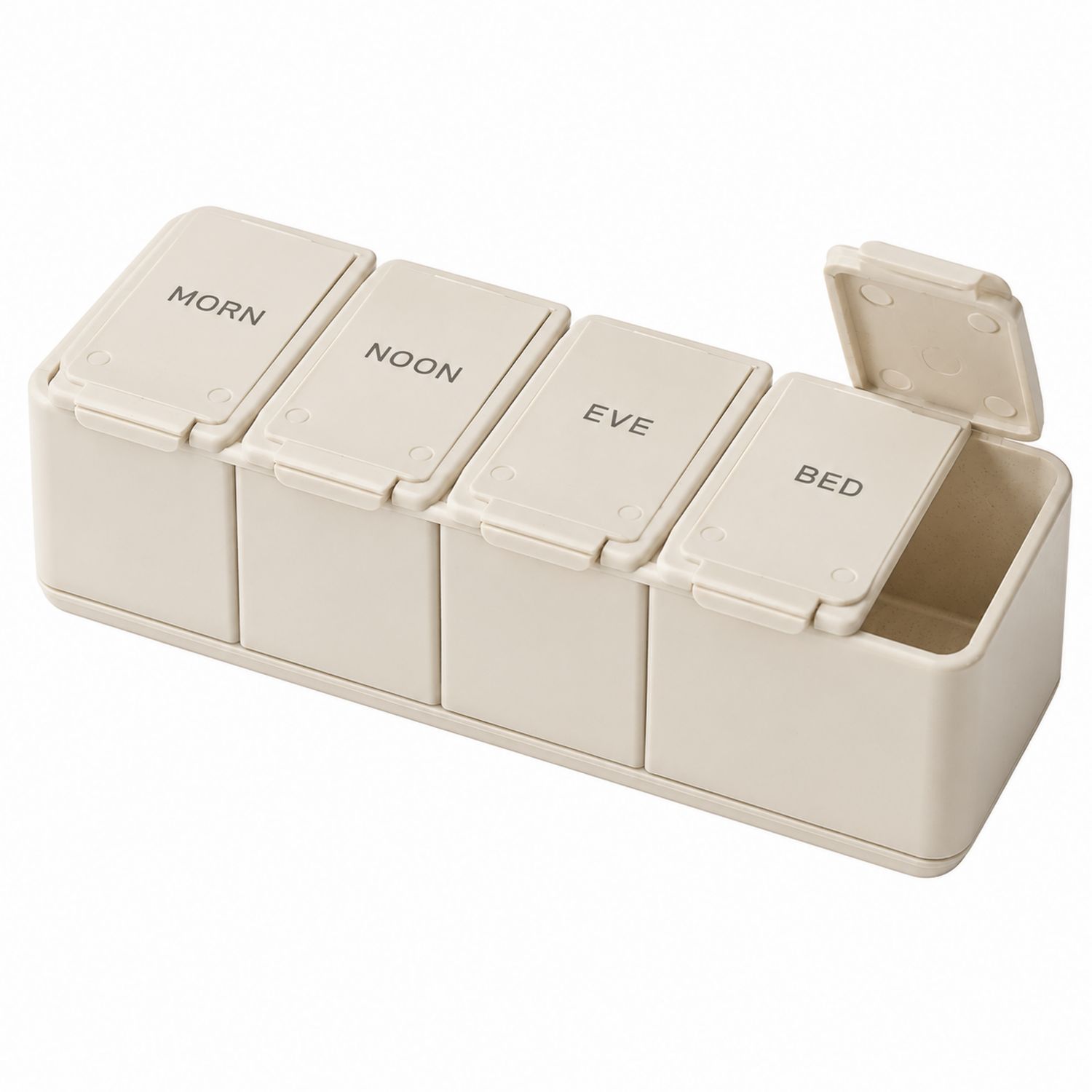 Boîte à Pilules Quotidienne à 4 Compartiments Beige-dwellumor