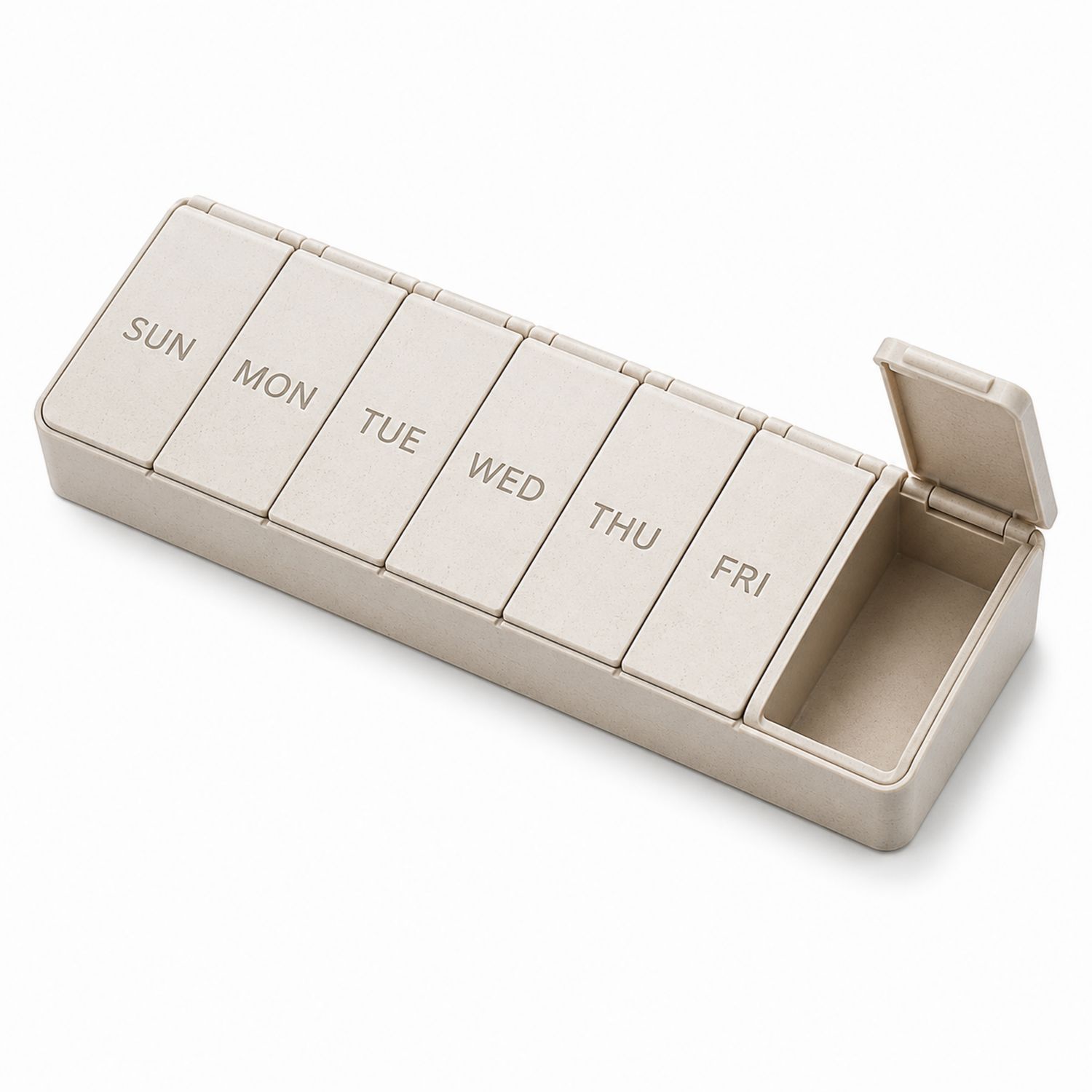 Boîte à Pilules Hebdomadaire Beige avec 7 Compartiments-dwellumor
