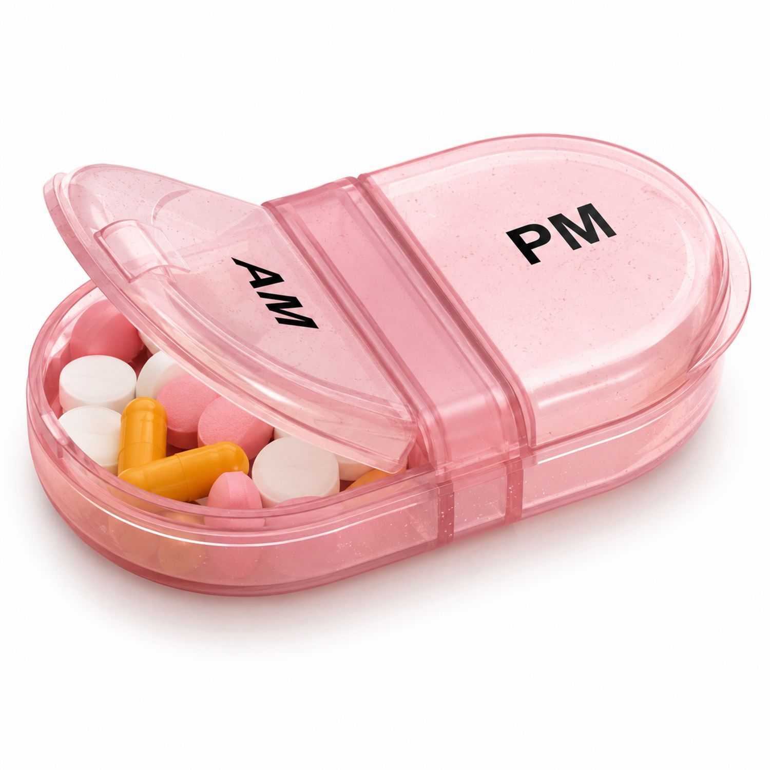 Pilulier Quotidien AM PM avec Compartiments - Rose-dwellumor