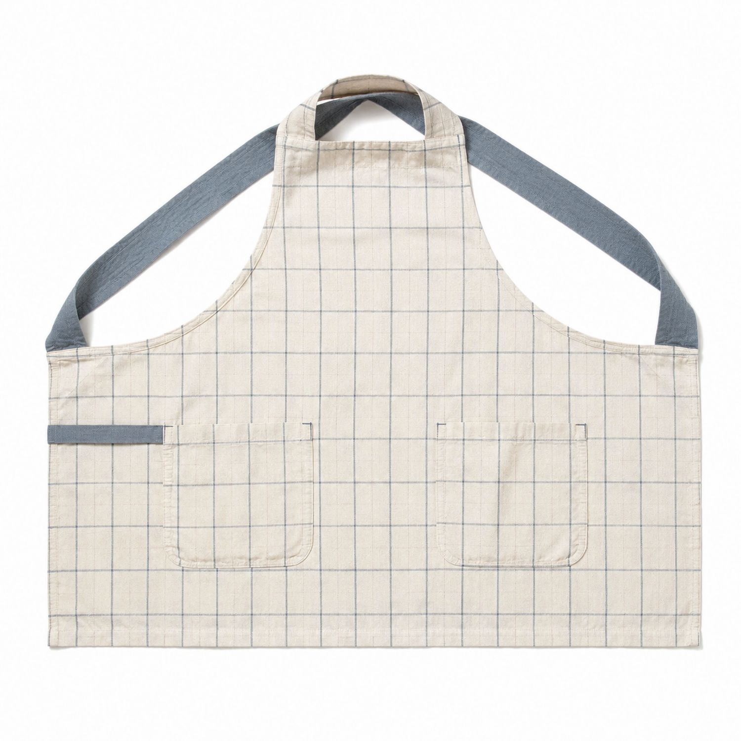 Tablier à Carreaux avec Poches Gris et Bleu