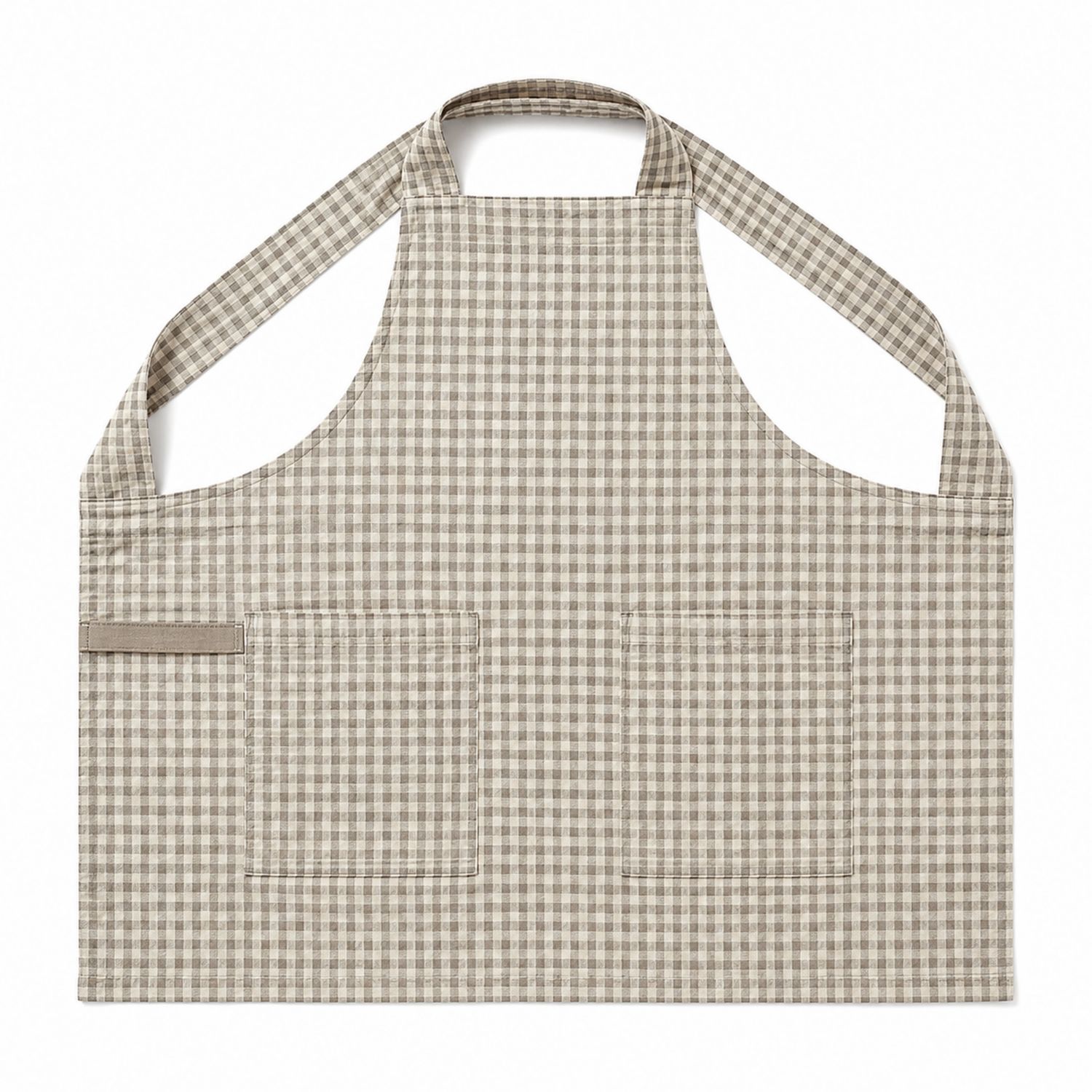 Tablier de Cuisine à Carreaux avec Poches Beige et Gris