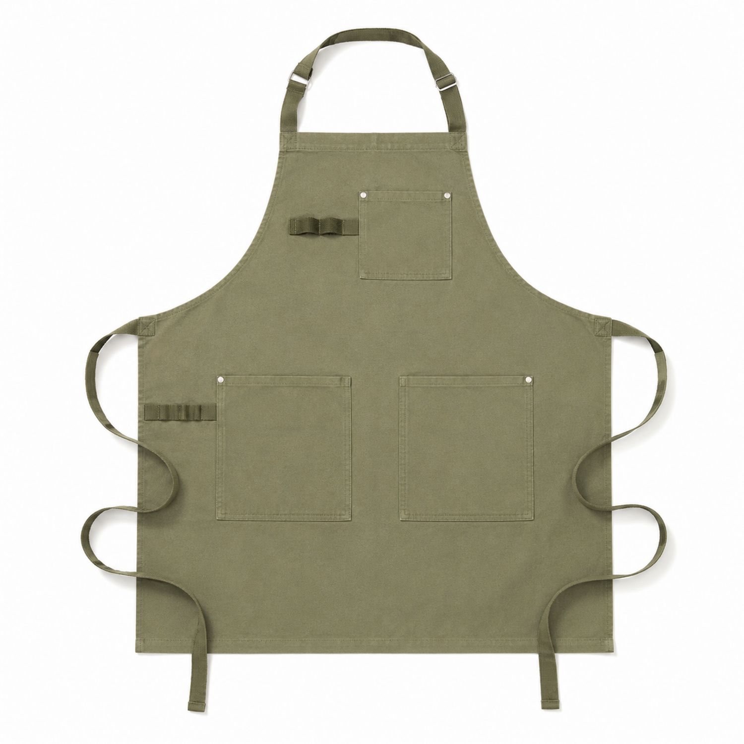 Tablier vert avec poches multiples et sangle ajustable