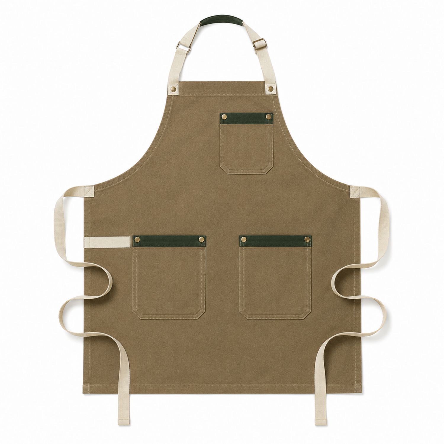 Tablier Beige avec Poches et Sangles Réglables