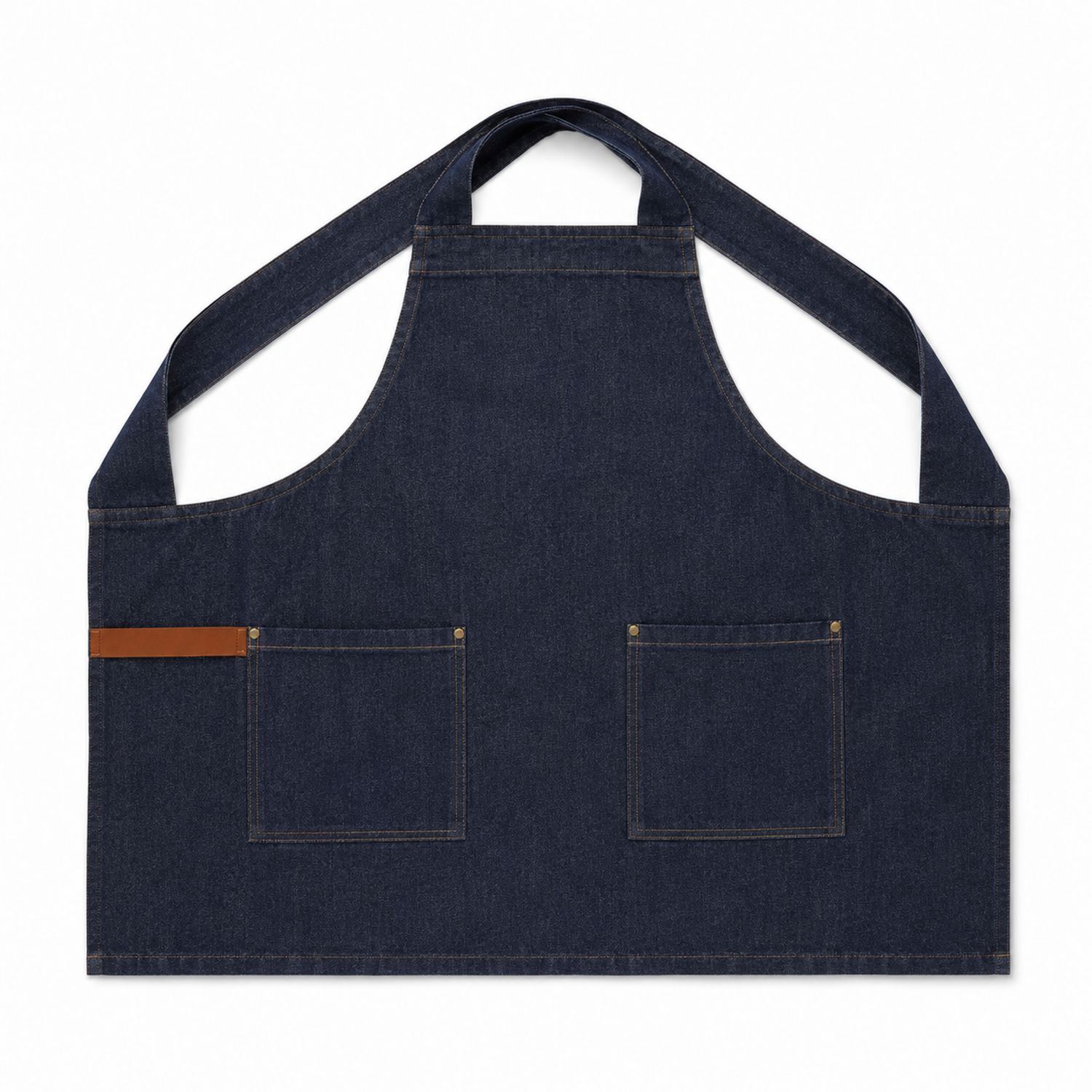 Tablier en denim bleu avec poches fonctionnelles