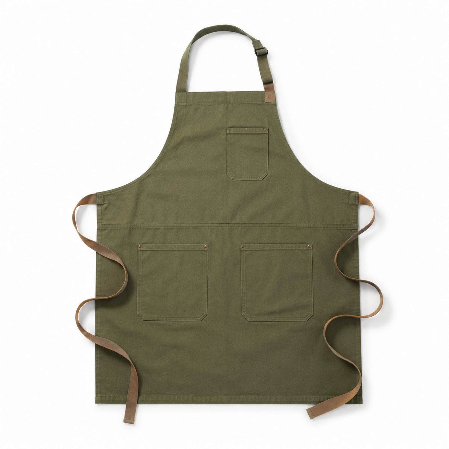 Tablier de Cuisine Réglable Vert Olive avec Poches
