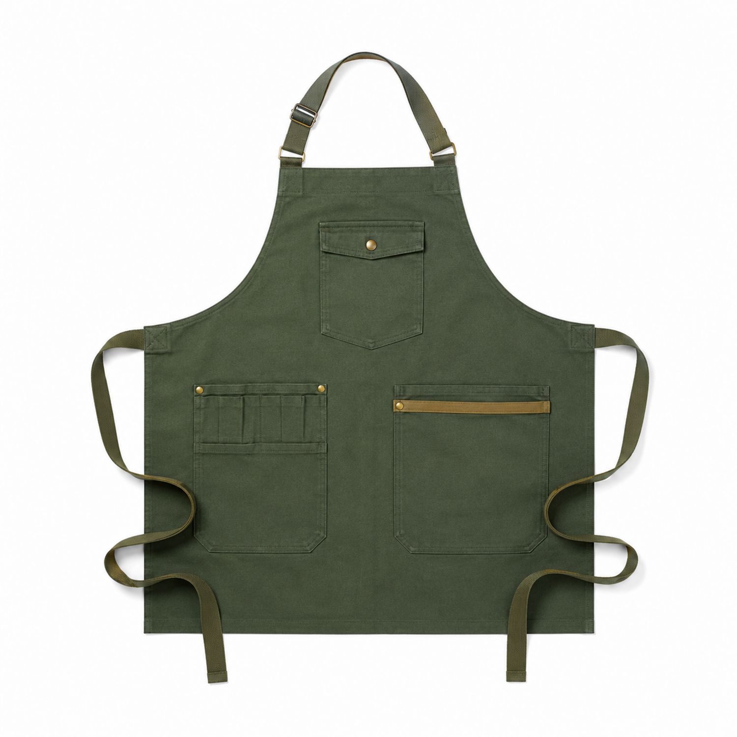 Tablier Vert avec Multiples Poches pour Cuisine
