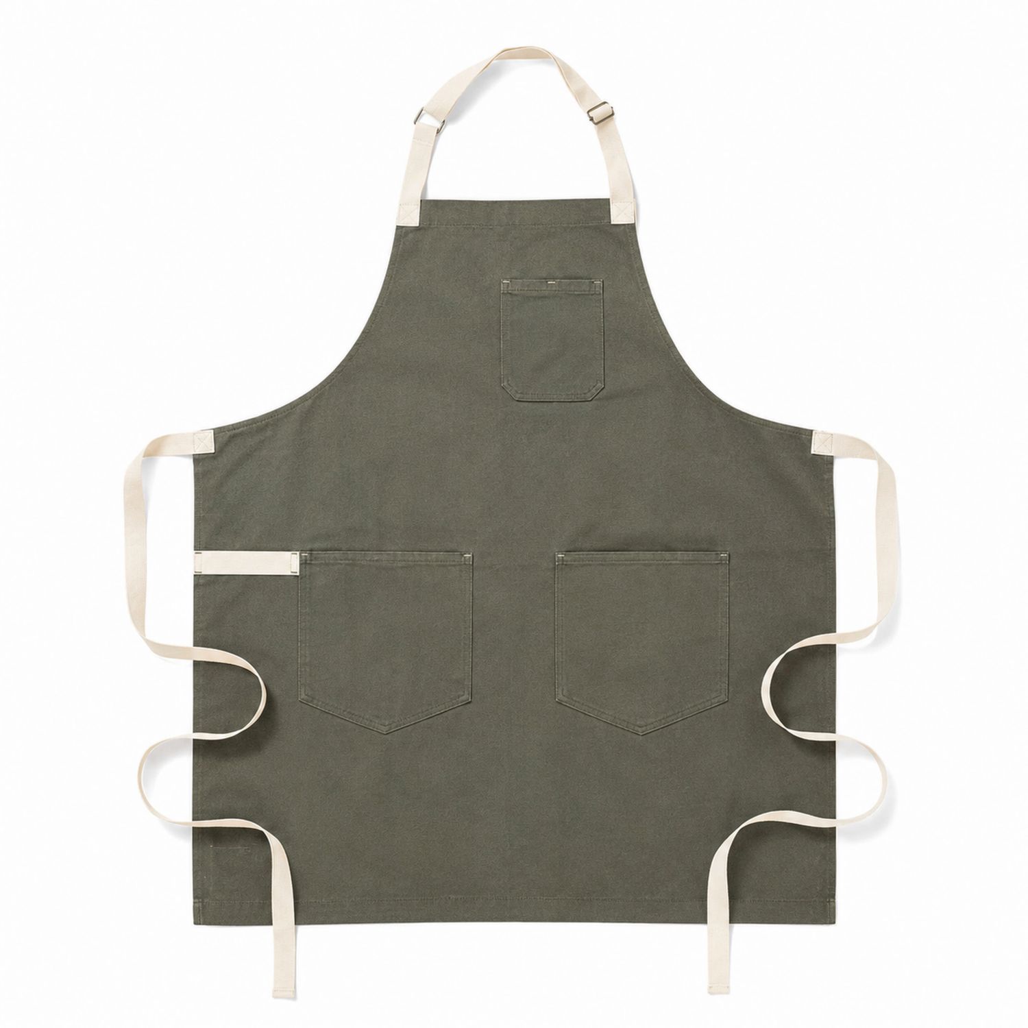Tablier de Cuisine Ajustable avec Poches Vert Kaki