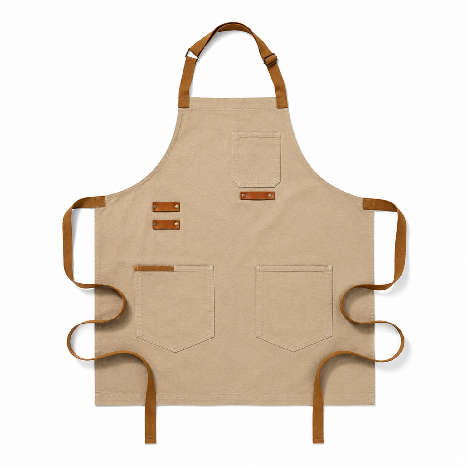 Tablier Beige avec Poches Multiples et Sangle Réglable