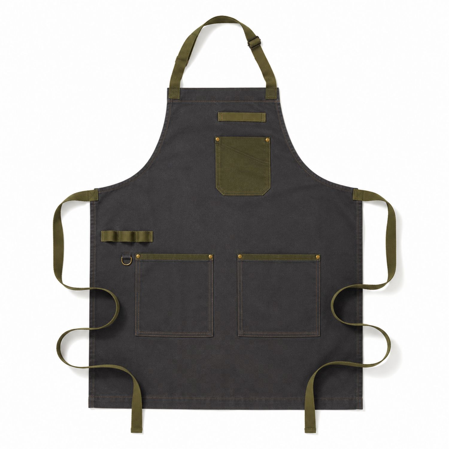 Tablier de Cuisine Réglable avec Poches Noir et Vert