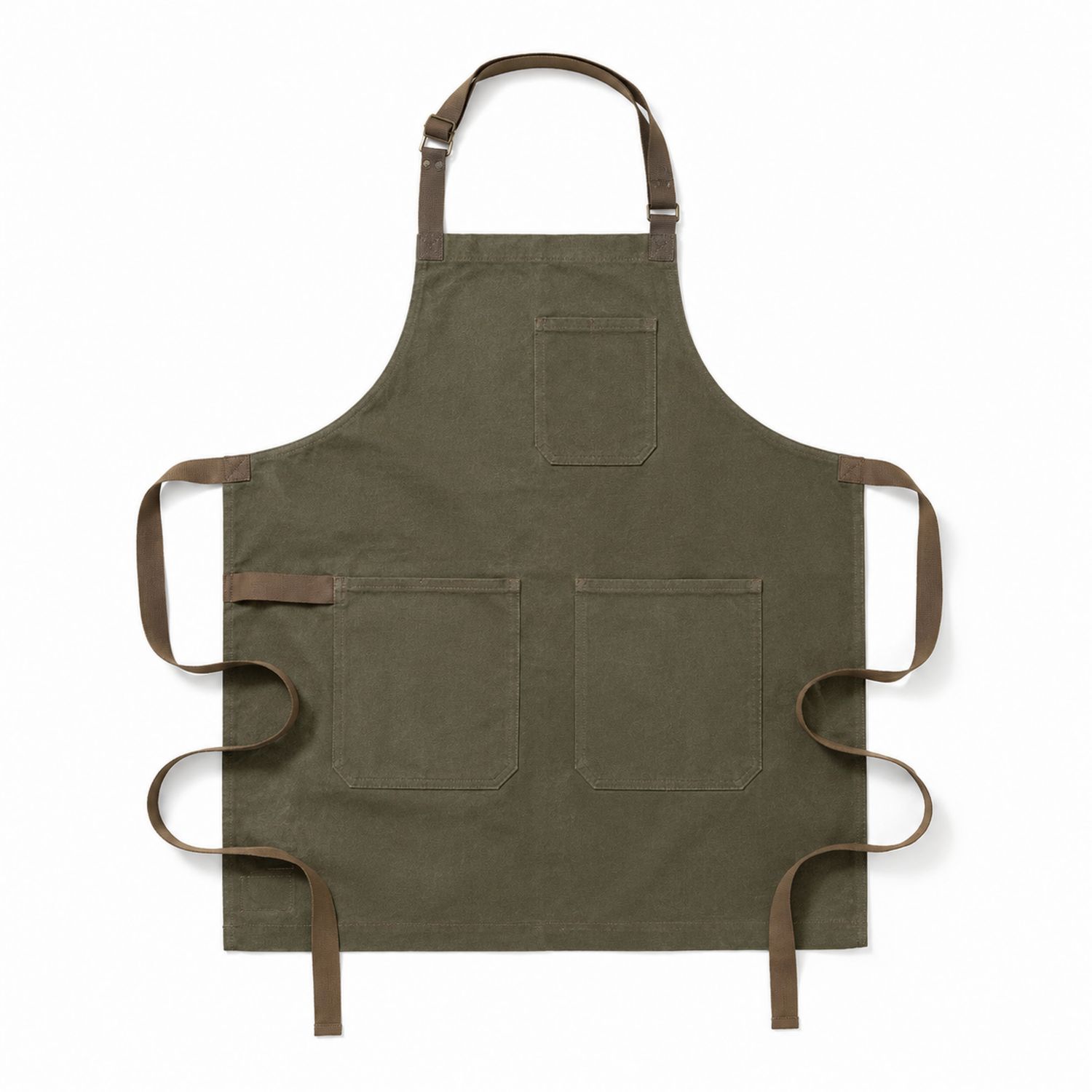Tablier de Cuisine Vert Kaki avec Poches
