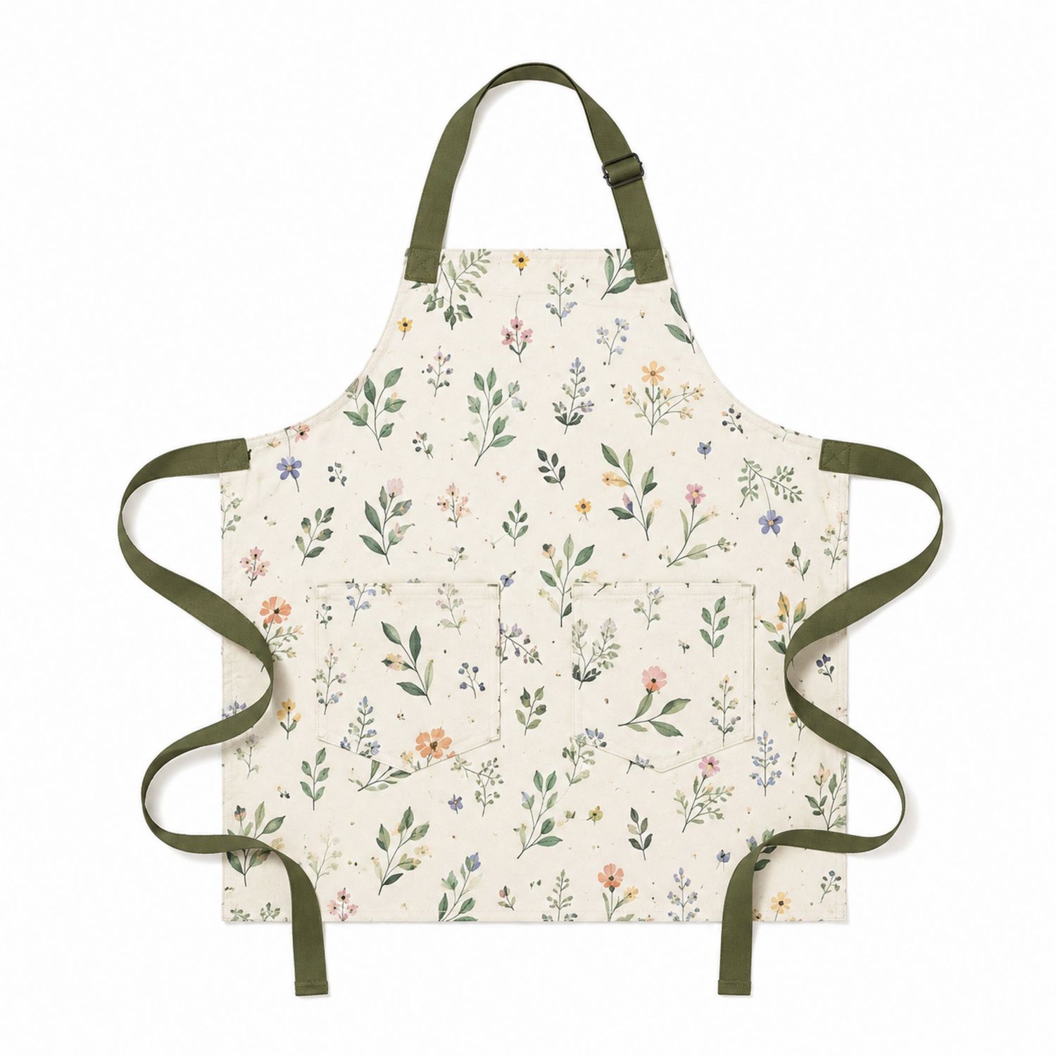 Tablier de cuisine floral avec poches et sangle réglable