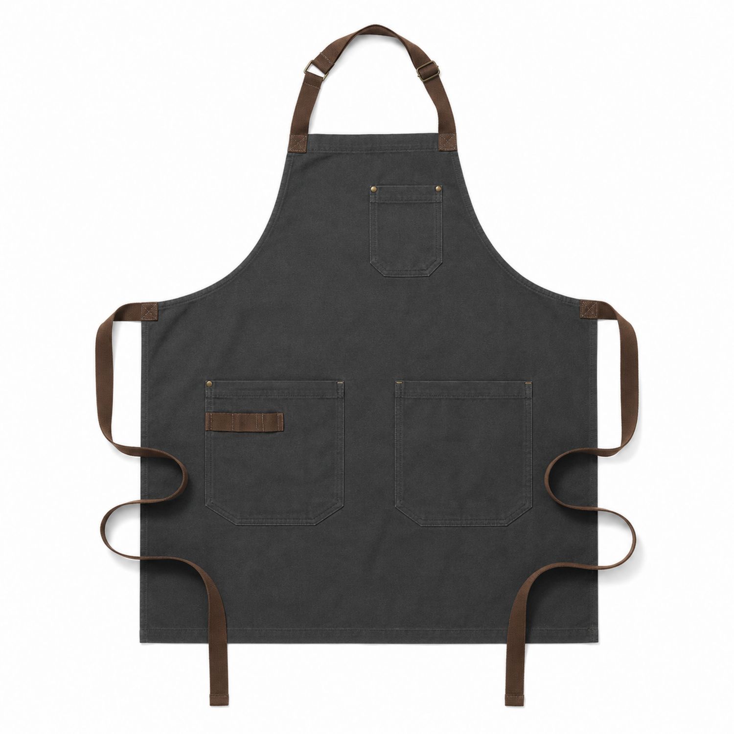 Tablier de Cuisine Gris Foncé avec Sangles Marron