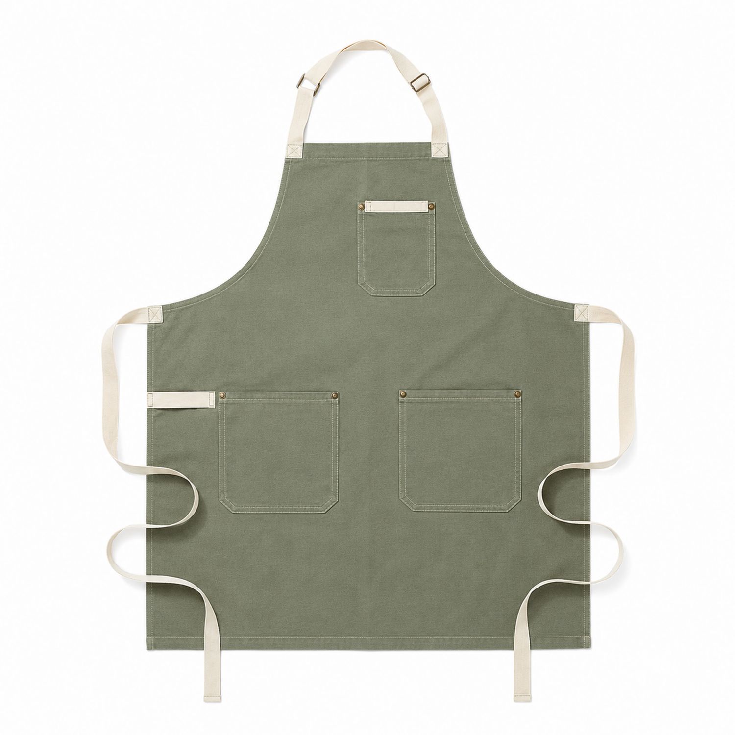 Tablier de Cuisine Réglable Vert avec Poches Multiples