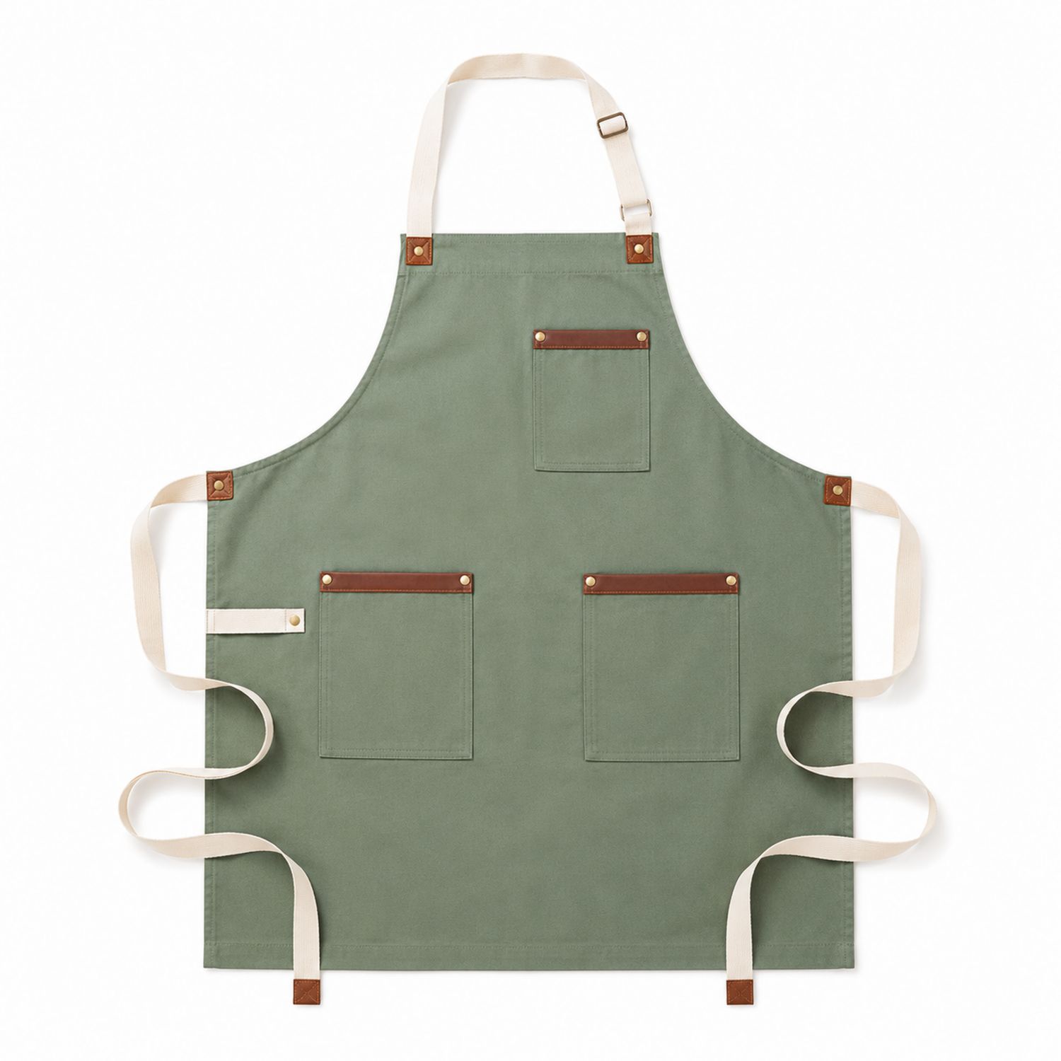 Tablier de Cuisine Vert avec Poches Multiples Ajustable