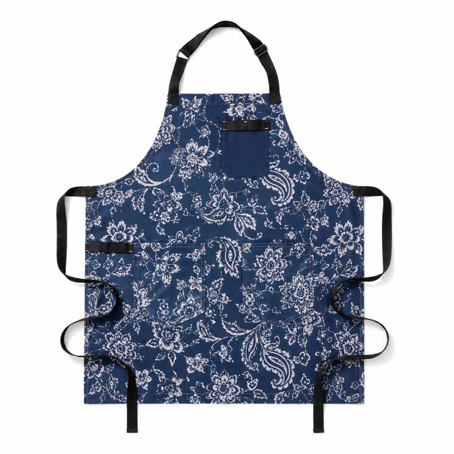 Tablier de Cuisine Floral Bleu
