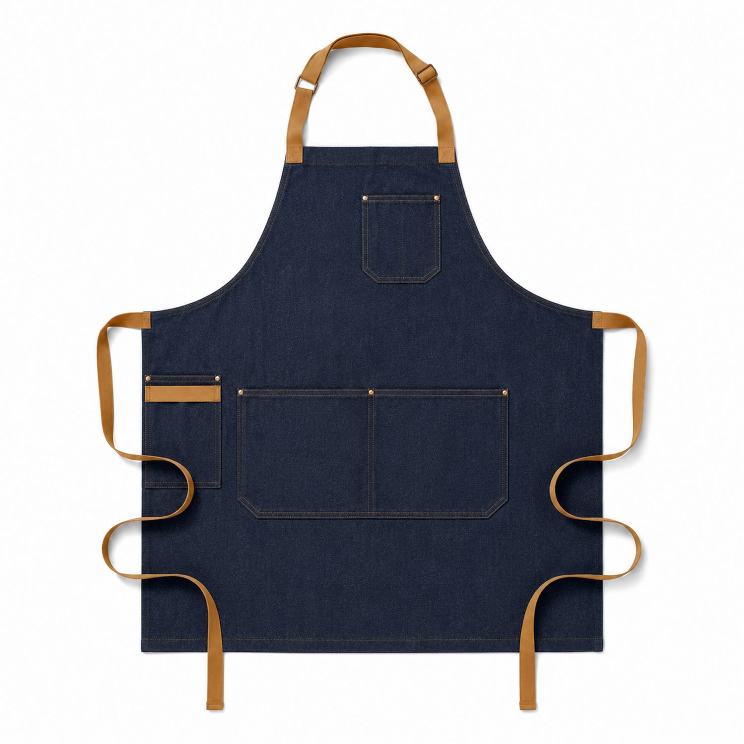 Tablier en denim bleu avec poches et sangles réglables