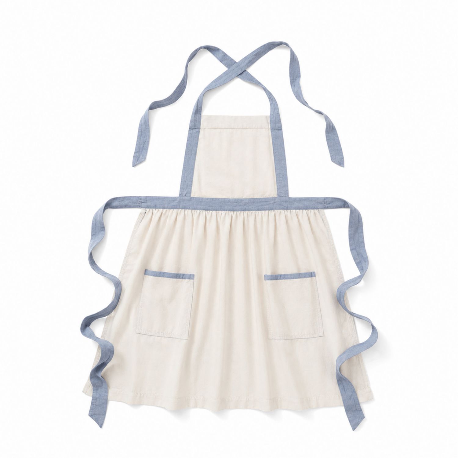 Tablier de Cuisine Bicolore avec Poches Bleu et Blanc