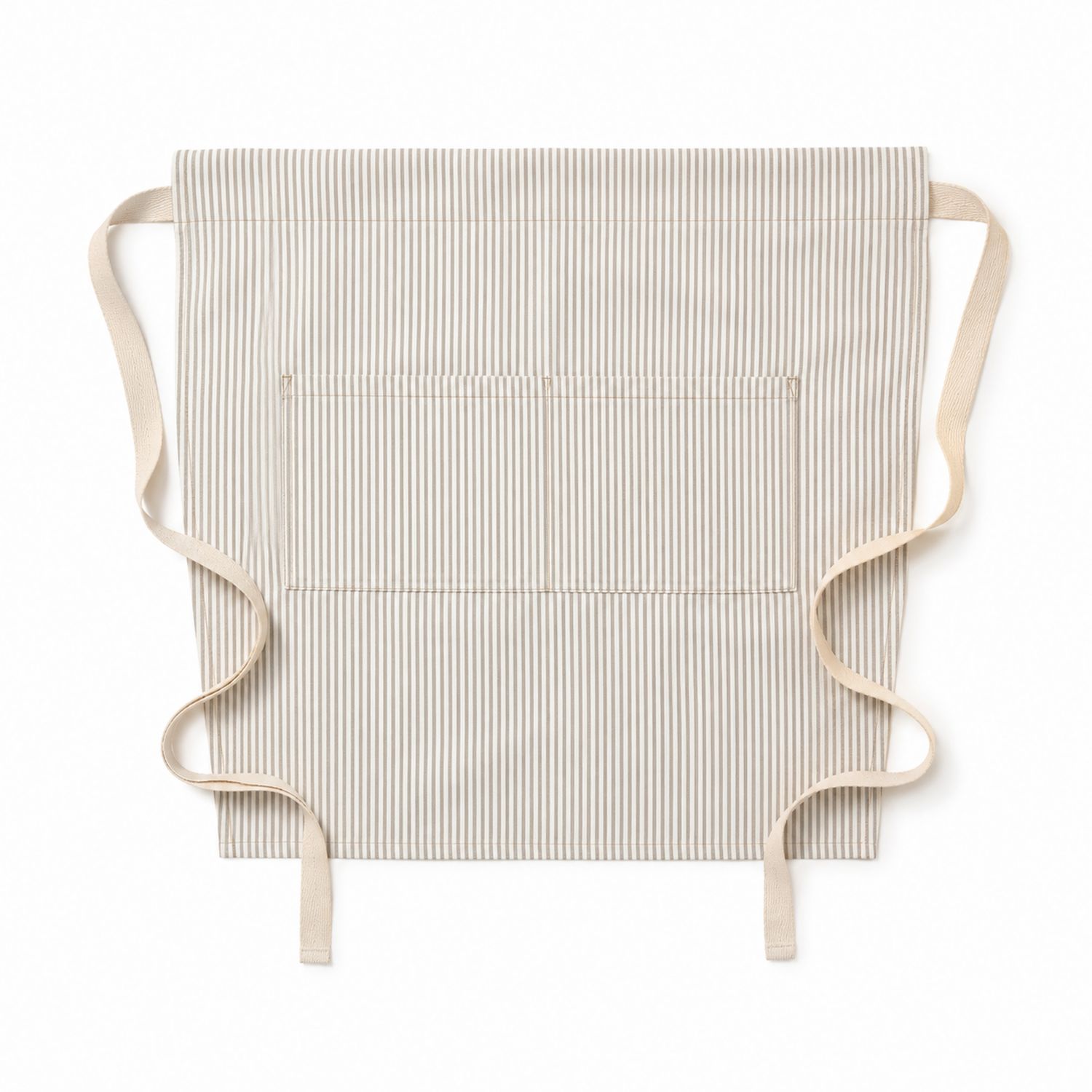 Tablier de cuisine rayé beige avec poche centrale