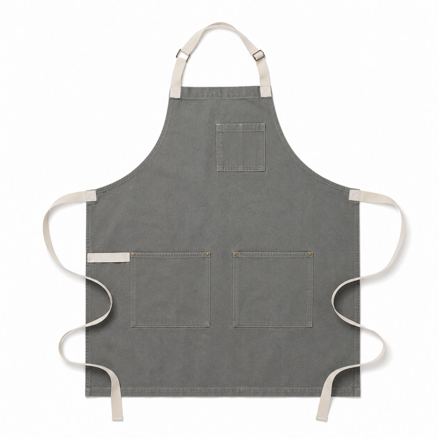Tablier de Cuisine Gris Réglable avec Trois Poches