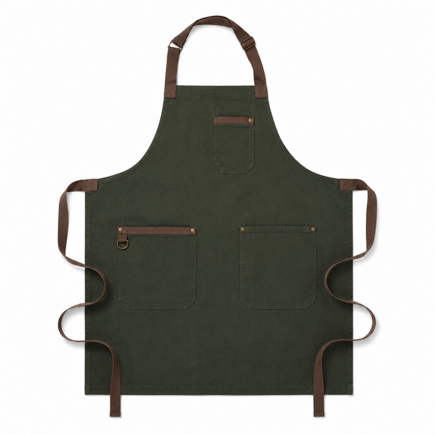 Tablier de Cuisine Vert Foncé avec Poches Multiples
