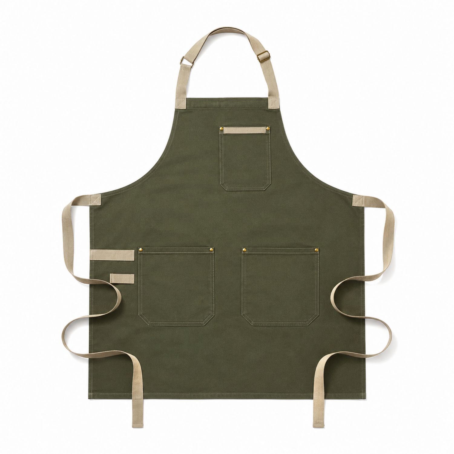 Tablier de Cuisine Olive avec Poches