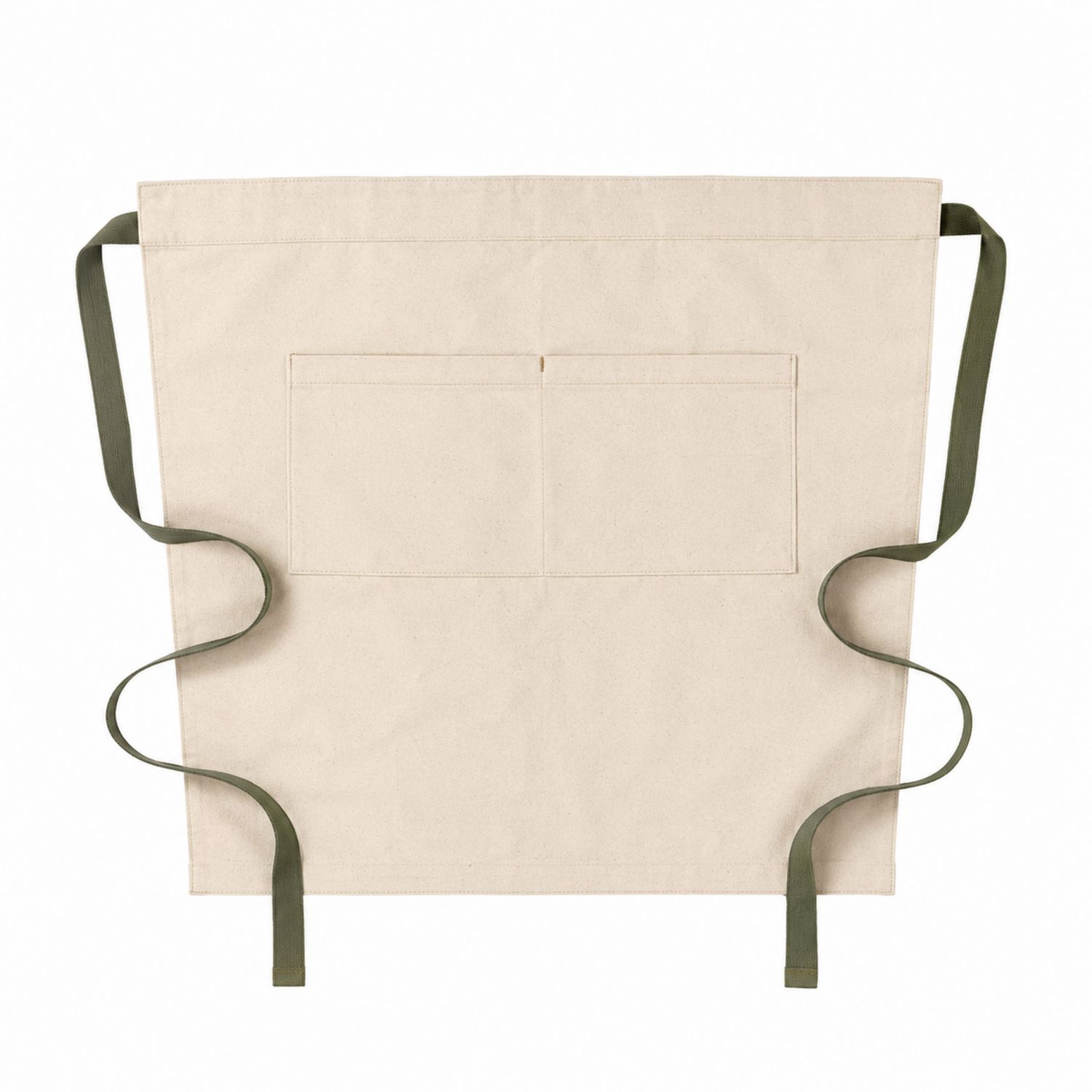Tablier de Cuisine Beige avec Sangles Vertes et Poches