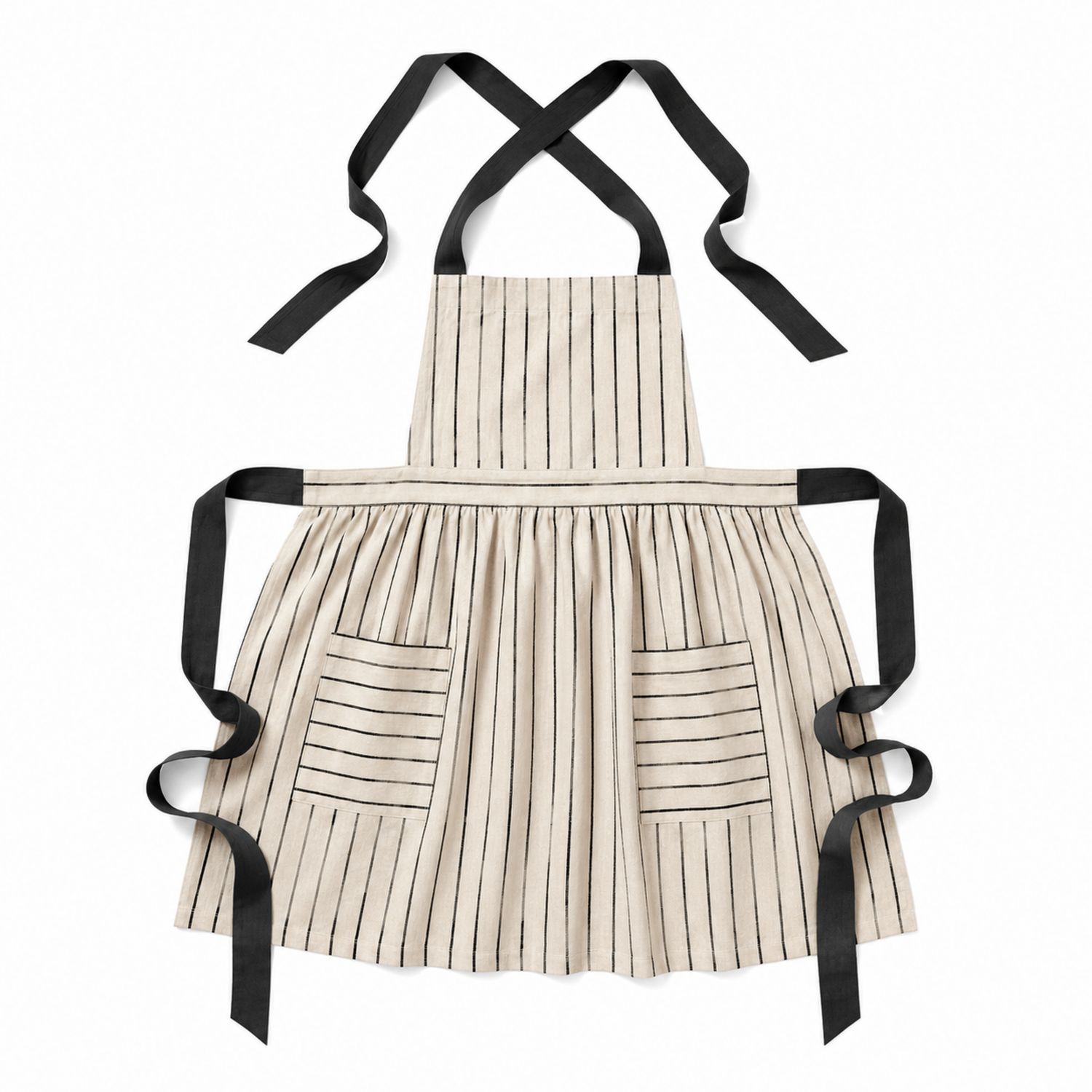 Tablier de Cuisine à Rayures Écru et Noir