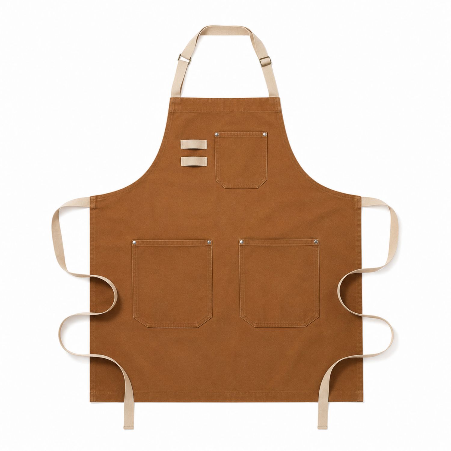 Tablier en toile brun avec poches multiples