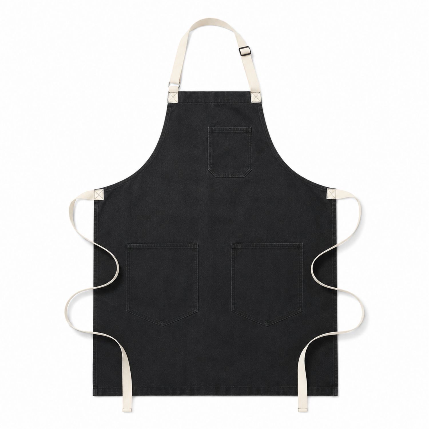 Tablier de Cuisine Noir avec Poches et Sangles Réglables
