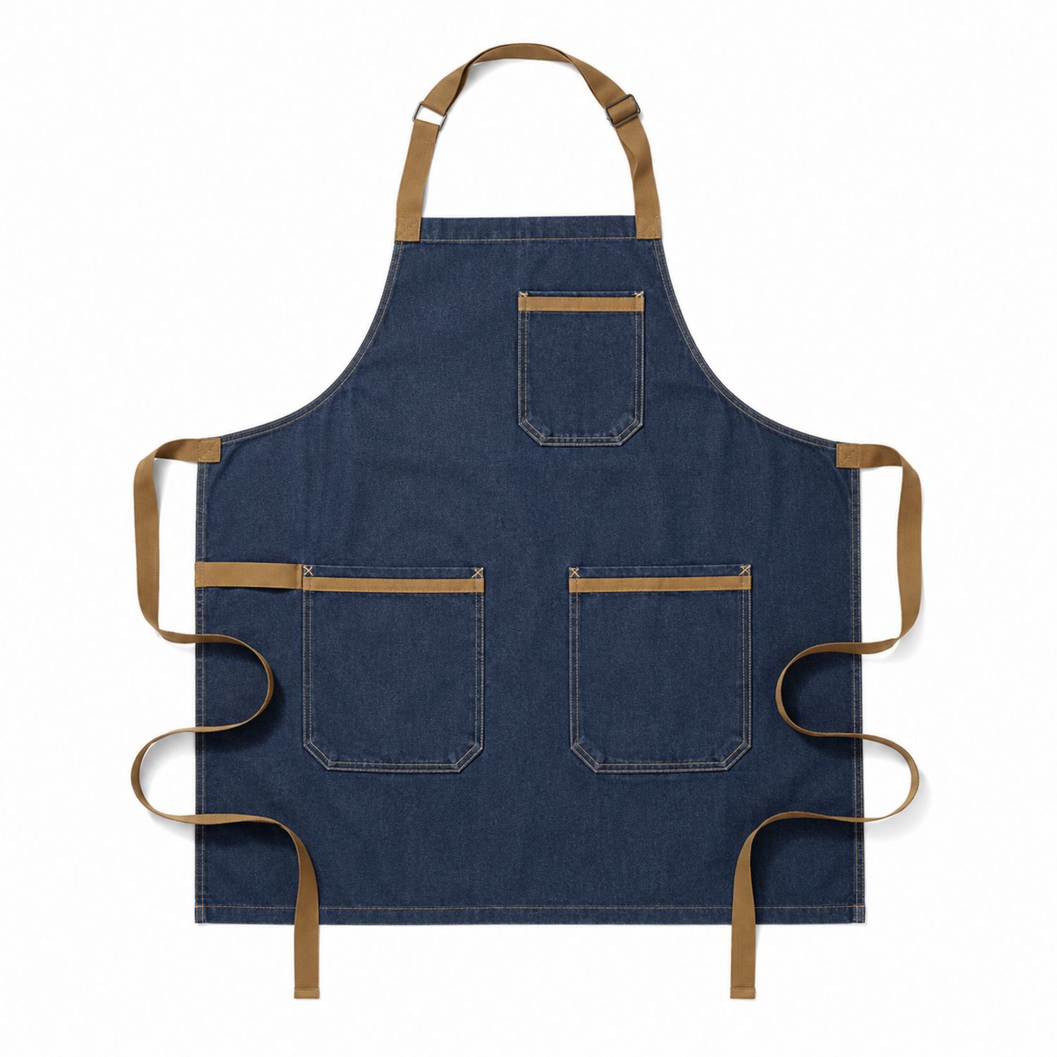 Tablier en denim bleu avec poches multiples, réglable pour adultes