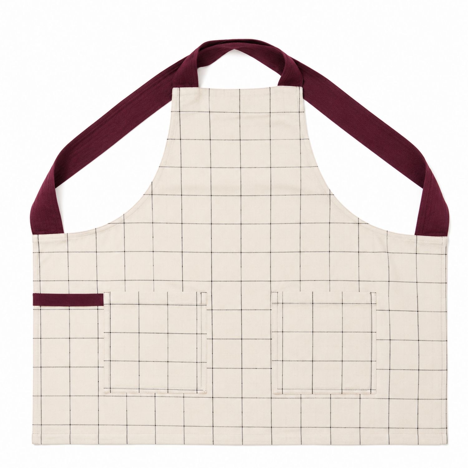 Tablier de Cuisine à Carreaux avec Bretelles Bordeaux