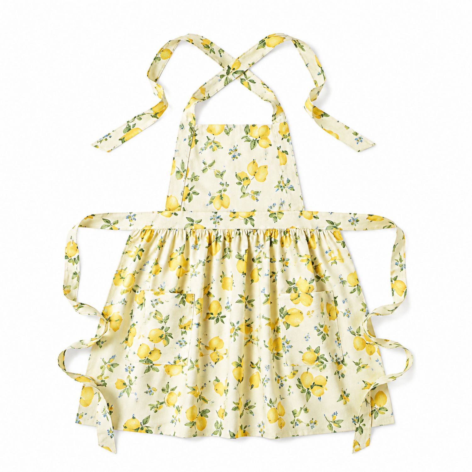 Tablier de cuisine motif citron avec poches avant
