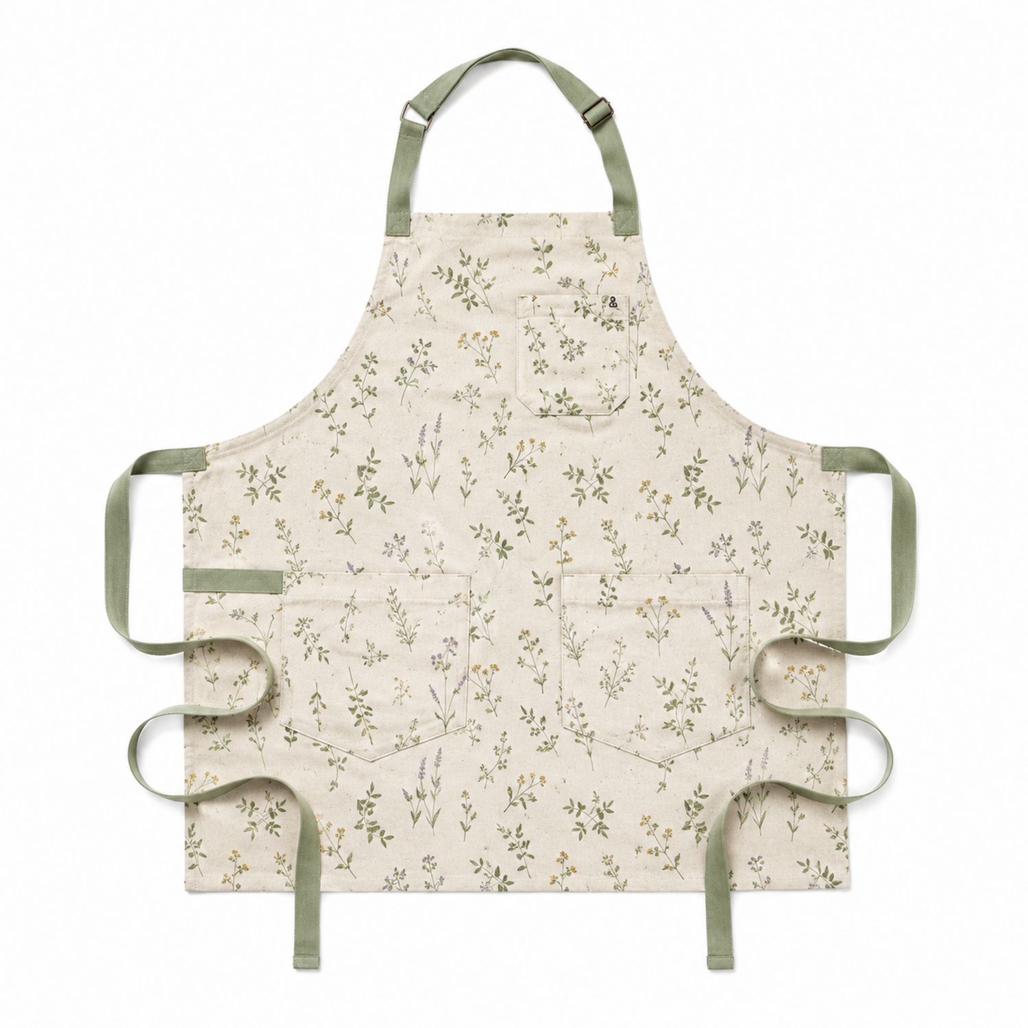 Tablier de Cuisine à Motif Floral avec Poches Réglables