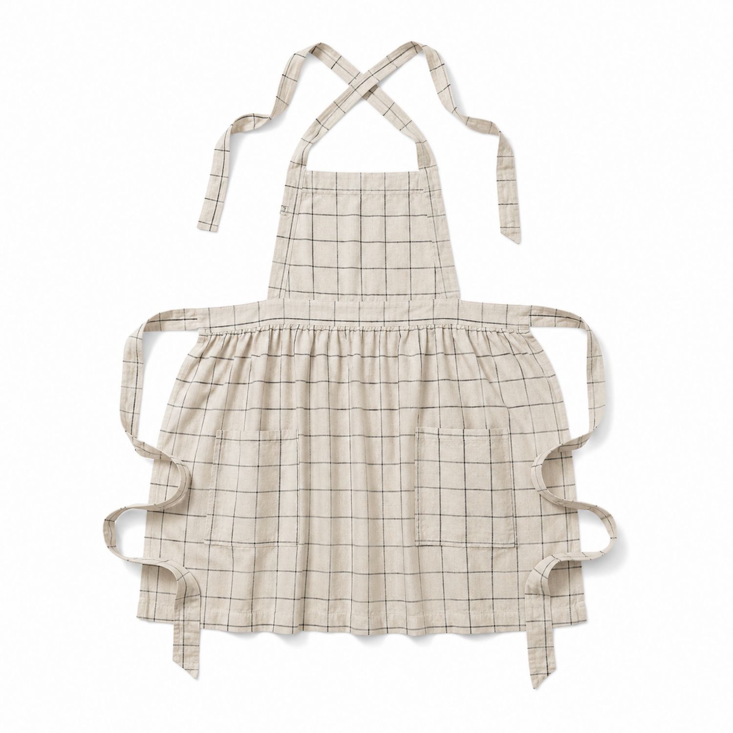 Tablier de Cuisine Réglable à Carreaux Écossais Beige