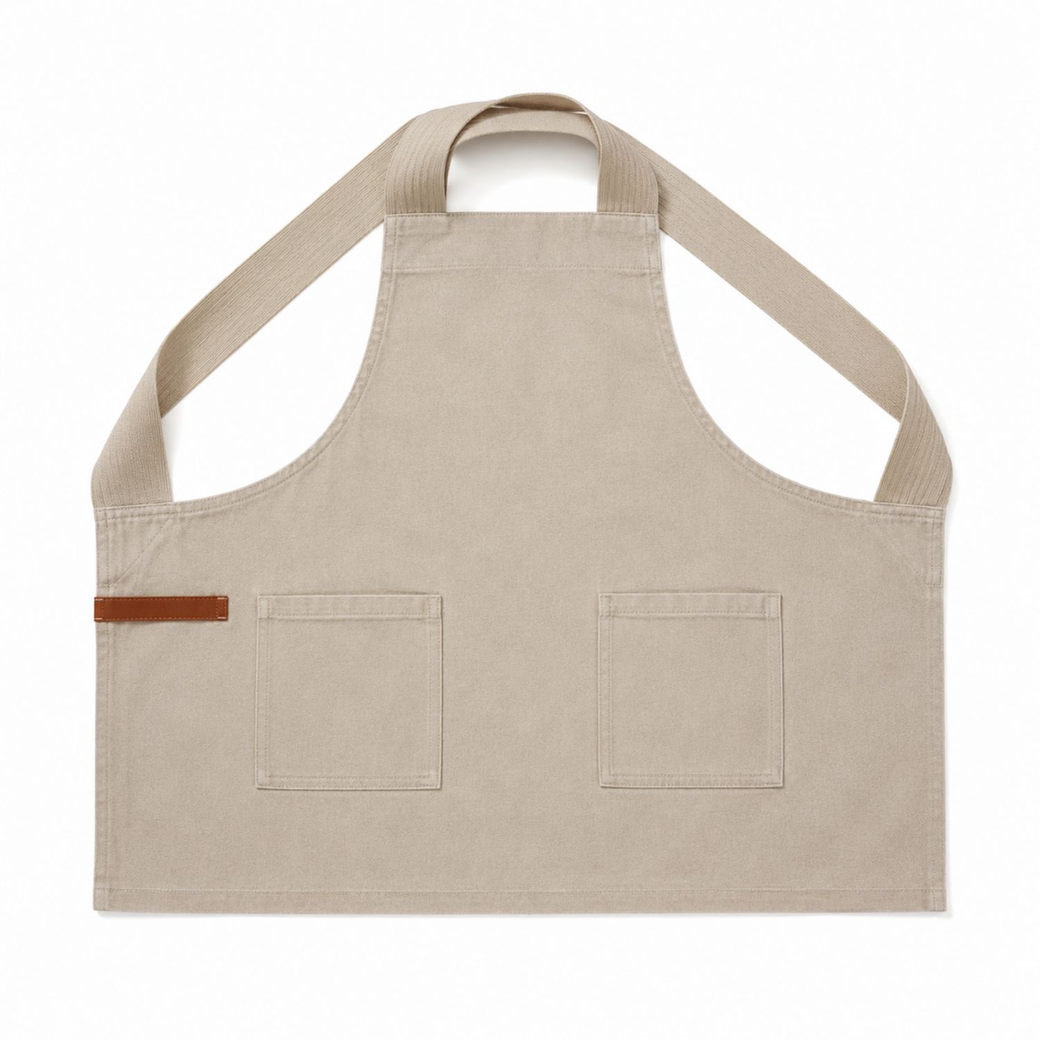 Tablier de Cuisine Beige avec Poches Frontales